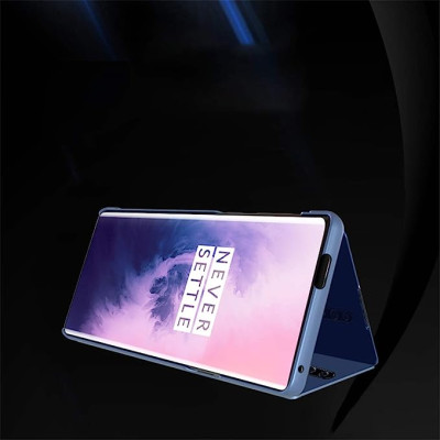 Кожени калъфи Кожени калъфи за Samsung  Калъф тефтер огледален CLEAR VIEW за Samsung Galaxy J6 Plus 2018 J610F син